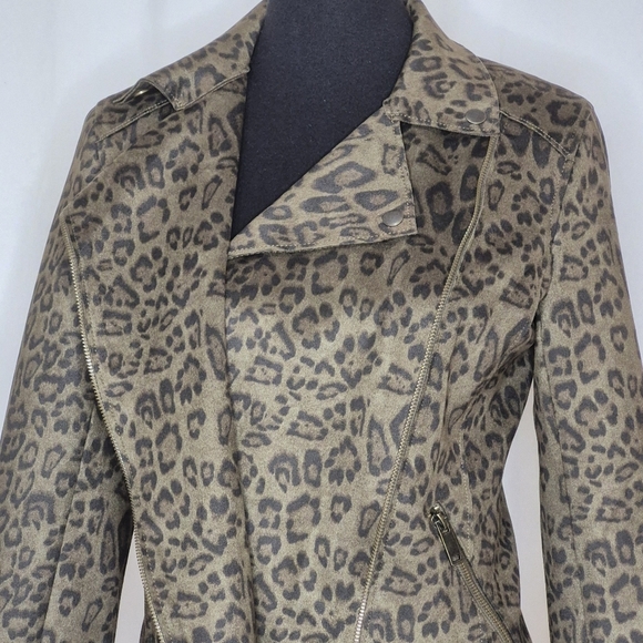Catherine Malandrino Faux Leather Leopard Print Asymmetric Zip Jacket - Size XS - Picture 8 of 15